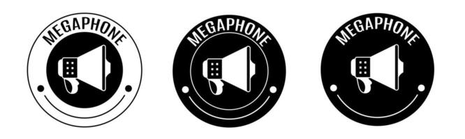 Black and white illustration of megaphone icon in flat. Stock vector. vector