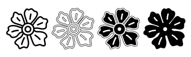 Black and white illustration of a flower. Flower icon collection with line. Stock vector illustration.