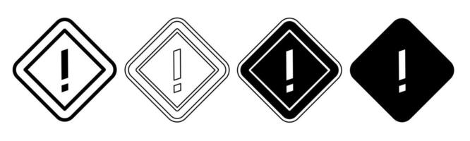 Black and white illustration of a caution sign. Caution sign icon collection with line. Stock vector illustration.