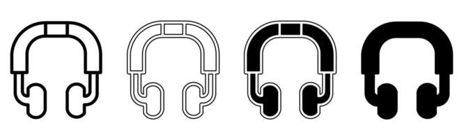 Black and white illustration of a headset. Headset icon collection with line. Stock vector illustration.