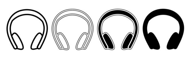 negro y blanco ilustración de un auriculares. auriculares icono colección con línea. valores vector ilustración.