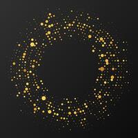 Abstract gold glowing halftone dotted background. Gold glitter pattern in circle form. Circle halftone dots. Vector illustration