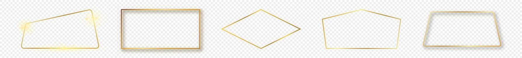 Gold glowing different geometric shape frame vector