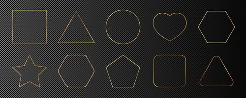 Gold glowing different geometric shape frame vector
