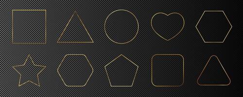 Gold glowing different geometric shape frame vector