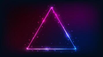 Neon triangular frame with shining effects vector