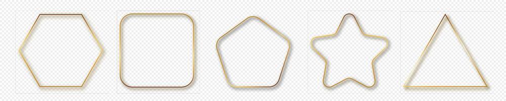 Gold glowing different geometric shape frame vector