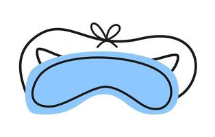 Hand drawn cute cartoon illustration of sleeping mask. Flat vector sticker in simple colored doodle style. Comfortable rest or travel accessory icon or print. Isolated on white background.