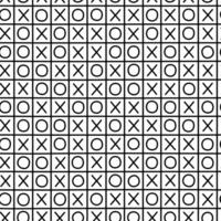 Hand drawn cute seamless pattern with tic-tac-toe. Flat vector paper-and-pencil school game print in doodle style. Noughts and Crosses. Repeated education or study background, wrapping or wallpaper.