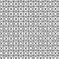 Hand drawn cute seamless pattern with tic-tac-toe. Flat vector paper-and-pencil school game print in doodle style. Noughts and Crosses. Repeated education or study background, wrapping or wallpaper.