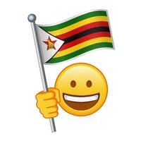 emoji con Zimbabue bandera grande Talla de amarillo emoji sonrisa vector