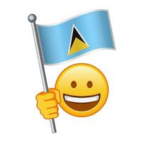 Emoji with Saint Lucia flag Large size of yellow emoji smile vector