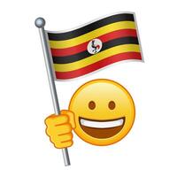 Emoji with Uganda flag Large size of yellow emoji smile vector