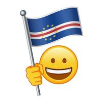 Emoji with Cabo Verde flag Large size of yellow emoji smile vector