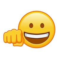 Grinning face with a fist Cheer or blow icon Large size of yellow emoji smile vector