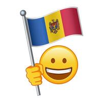 Emoji with Moldova flag Large size of yellow emoji smile vector