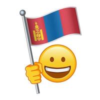 Emoji with Mongolia flag Large size of yellow emoji smile vector