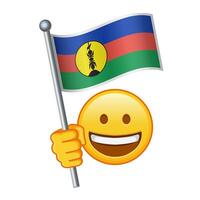 Emoji with New Caledonia flag Large size of yellow emoji smile vector