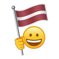 Emoji with Latvia flag Large size of yellow emoji smile vector