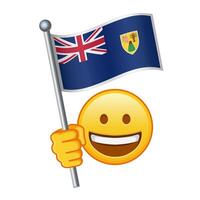 Emoji with Turks and Caicos flag Large size of yellow emoji smile vector