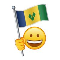 Emoji with Saint Vincent and the Grenadines flag Large size of yellow emoji smile vector