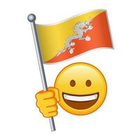 Emoji with Bhutan flag Large size of yellow emoji smile vector