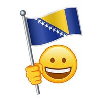 Emoji with Bosnia and Herzegovina flag Large size of yellow emoji smile vector