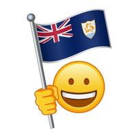 Emoji with Anguilla flag Large size of yellow emoji smile vector