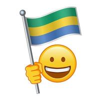 Emoji with Gabon flag Large size of yellow emoji smile vector