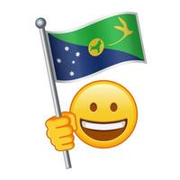 Emoji with Christmas Island flag Large size of yellow emoji smile vector