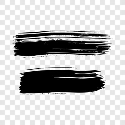 Black brush stroke. Set of two hand drawn ink spots isolated on background. Vector illustration