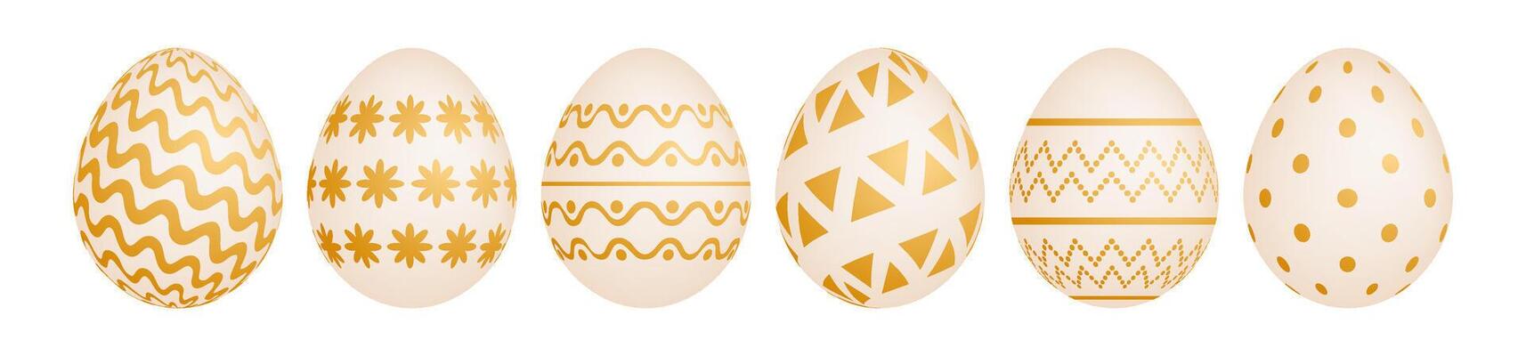 Set of six gold Easter eggs