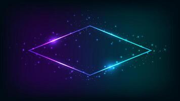 Neon rhombus frame with shining effects vector