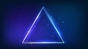 Neon double triangular frame with shining effects vector