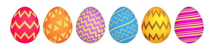 Set of six colorful Easter eggs vector