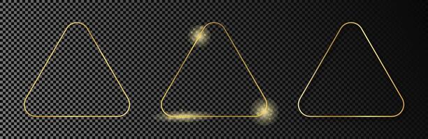 Gold glowing rounded triangle frame vector