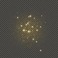 Gold glittering dust on a gray background. Dust with gold glitter effect and empty space for your text.  Vector illustration