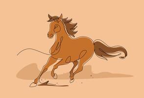 Horse portrait running, Continuous line art drawing style, One line art animal, Design template linear minimal style. Drawing isolated on white background. Vector design illustration.