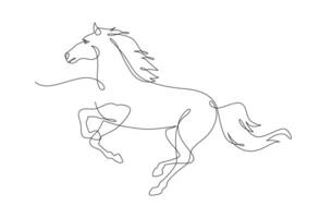 continuo línea dibujo caballo correr, lado ver soltero lineal decorativo diseño concepto. caballo lineal mínimo estilo, mano dibujado aislado en blanco antecedentes. vector diseño ilustración.