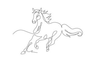 Horse portrait running, Continuous line art drawing style, One line art animal, Design template linear minimal style. Drawing isolated on white background. Vector design illustration.