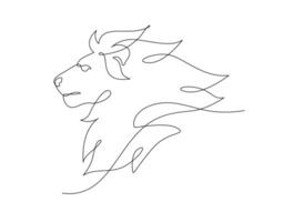 Continuous line drawing lion portrait face, Side view single linear decorative design concept. Lion linear minimal style, Hand drawn isolated on white background. Vector design illustration.