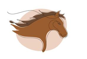 Horse portrait side face, Continuous line art drawing style, Color abstract, One line art animal, Design template linear minimal style. Drawing isolated on white background. Vector illustration.