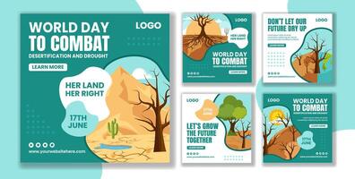 Combat Desertification and Drought Social Media Post Flat Cartoon Hand Drawn Templates Background Illustration vector