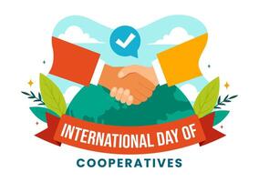 internacional día de cooperativas vector ilustración en 6 6 julio con personas a el complementario metas de el unido naciones en plano antecedentes