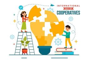 International Day of Cooperatives Vector Illustration on 6 July with People to the Complementary Goals of the United Nations in Flat Background