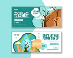 Combat Desertification and Drought Horizontal Banner Flat Cartoon Hand Drawn Templates Background Illustration vector