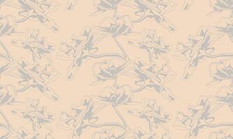 Hand drawn floral pattern vector design. Flower drawing simple ornament.