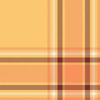 Plaid check pattern in orange and red colors. Seamless fabric texture. Tartan textile print. vector