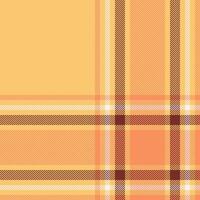 Plaid check pattern in orange and red colors. Seamless fabric texture. Tartan textile print. vector