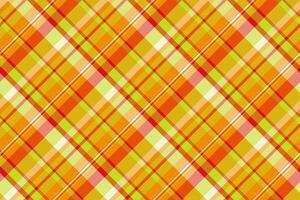Workshop textile background seamless, harvest fabric check tartan. Graphical texture plaid vector pattern in orange and yellow colors.